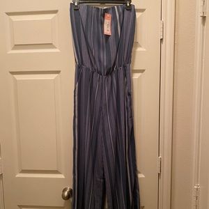 Strapless striped jumpsuit
